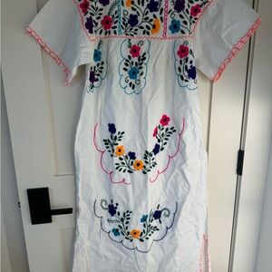 Pink Floral Maxi Sundress with Flutter Sleeves and Square Neck for Casual Wear